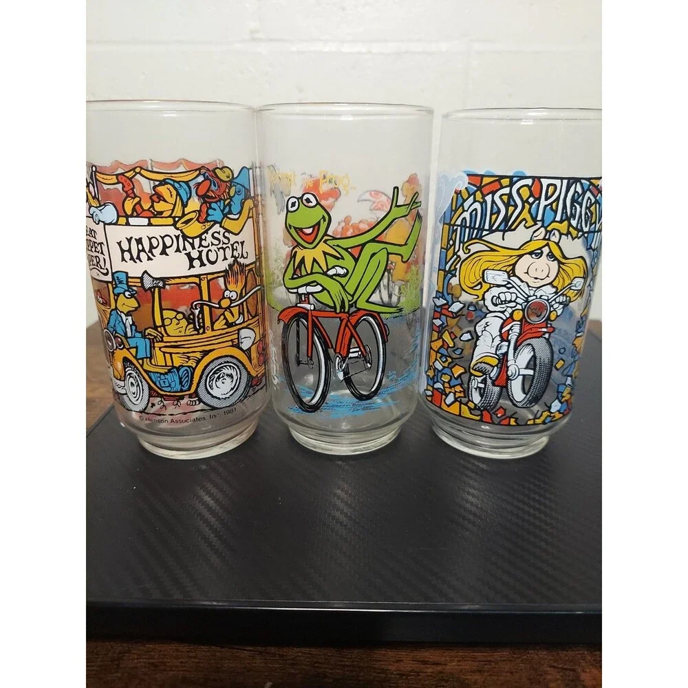 The Great Muppet Caper McDonalds 1981 Vintage Drinking Glasses Mugs Cup Set of 3